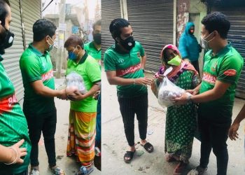নিজ উদ্যোগে কেরানীগঞ্জে তরুণদের ত্রাণ বিতরণ