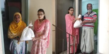 কর্মহীনদের মাঝে পারুল আক্তার লোপার খাদ্য ও ইফতার সামগ্রী  বিতরণ