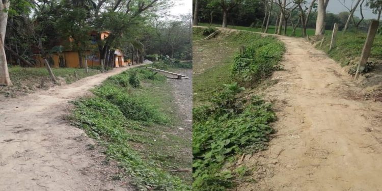 নোয়াখালীতে ১৬ ফুটের রাস্তা এখন ৬ ফুটে!