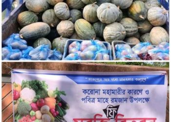 হামরকোনা বয়েস ক্লাব ও বঙ্গবন্ধু মানবকল্যাণ সংস্থার উদ্যোগে সবজি বিতরণ