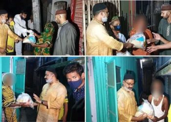 রাতের আধারে দুস্থদের মাঝে ফয়েজের খাদ্যসামগ্রী বিতরণ