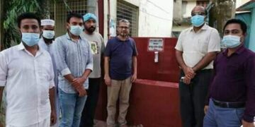 নবীগঞ্জ উপজেলা পরিষদে হাত ধোয়ার বেসিন উদ্বোধন