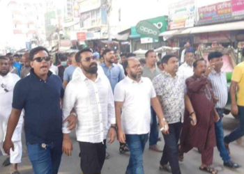 কোনাবাড়ীতে বিএনপি-জামায়াতের অবরোধের বিরুদ্ধে শান্তি মিছিল
