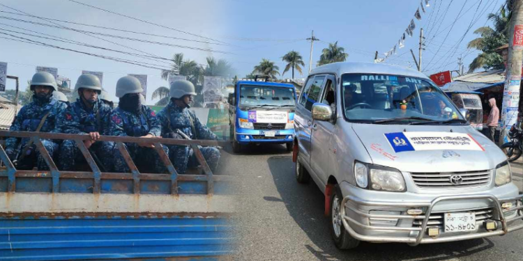 জাতীয় সংসদ নির্বাচন ঘিরে আমতলীতে নৌবাহিনীর টহল