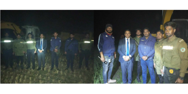 মধ্যরাতে ঝুটিকা অভিযান এস্ককাভেটরের ব্যাটারি,মোটরসাইকেল জব্দ,মামলার প্রস্তুতি