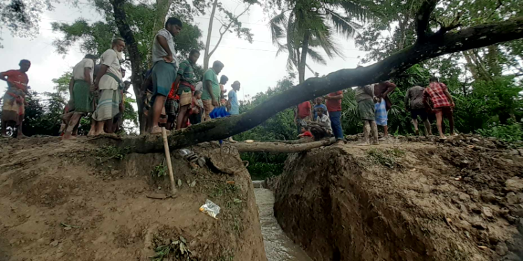 আমতলীতে পানি উন্নয়ন বোর্ডের বেঁড়ি বাঁধ কেটে দিয়েছে সাবেক ইউপি সদস্য