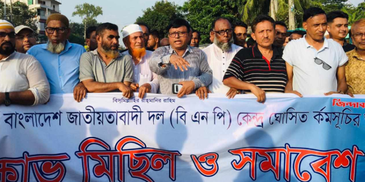 রায়পুরায় বিএনপির অবস্থান কর্মসূচি ও গণ-মিছিল