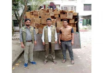 সোনারগাঁয়ে অবৈধ চোরাই কাঠসহ ট্রাক আটক