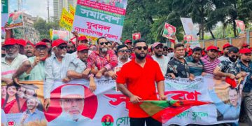 তারুণ্যের সমাবেশে কয়েক হাজার নেতাকর্মী নিয়ে সজিবের যোগদান