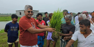 রূপগঞ্জে কৃষকদের মাঝে ধানের বীজ বিতরণ ও রোপণ